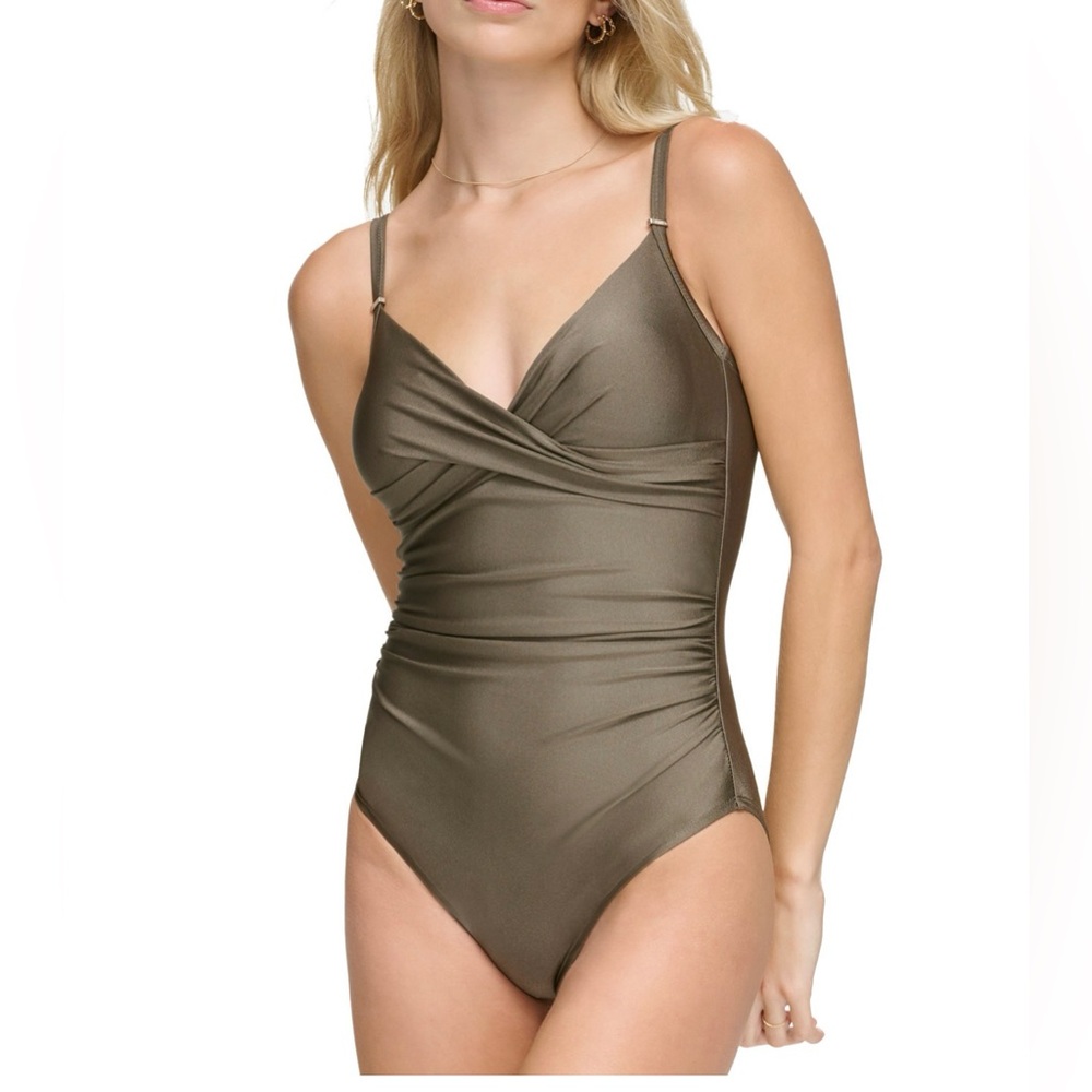 Calvin Klein Twist-Front Tummy-Control One-Piece Swimsuit, Created for Macy's